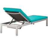 Shore Chaise with Cushions Outdoor Patio Aluminum Set of 2 Silver Turquoise EEI-2737-SLV-TRQ-SET