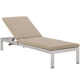 Shore Chaise with Cushions Outdoor Patio Aluminum Set of 6 Silver Beige EEI-2739-SLV-BEI-SET