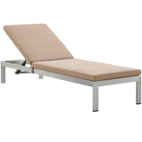 Shore Chaise with Cushions Outdoor Patio Aluminum Set of 6 Silver Mocha EEI-2739-SLV-MOC-SET