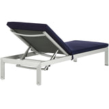 Shore Chaise with Cushions Outdoor Patio Aluminum Set of 6 Silver Navy EEI-2739-SLV-NAV-SET
