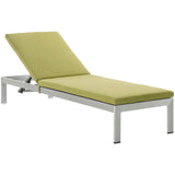 Shore Chaise with Cushions Outdoor Patio Aluminum Set of 6 Silver Peridot EEI-2739-SLV-PER-SET