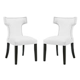 Curve Dining Side Chair Vinyl Set of 2 White EEI-2740-WHI-SET