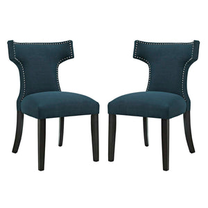 Curve Dining Side Chair Fabric Set of 2 Azure EEI-2741-AZU-SET