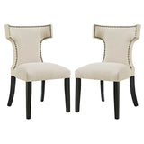 Curve Dining Side Chair Fabric Set of 2 Beige EEI-2741-BEI-SET