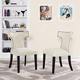 Curve Dining Side Chair Fabric Set of 2 Beige EEI-2741-BEI-SET