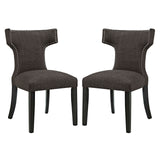 Modway Furniture Curve Dining Side Chair Fabric Set of 2 Brown 25.5 x 23 x 35.5