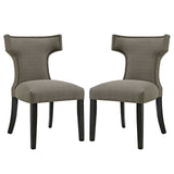 Curve Dining Side Chair Fabric Set of 2 Granite EEI-2741-GRA-SET