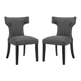 Curve Dining Side Chair Fabric Set of 2 Gray EEI-2741-GRY-SET