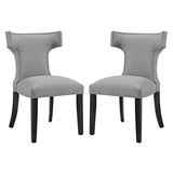 Curve Dining Side Chair Fabric Set of 2 Light Gray EEI-2741-LGR-SET