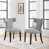 Curve Dining Side Chair Fabric Set of 2 Light Gray EEI-2741-LGR-SET