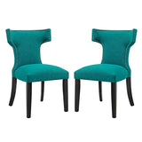 Curve Dining Side Chair Fabric Set of 2 Teal EEI-2741-TEA-SET