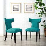 Curve Dining Side Chair Fabric Set of 2 Teal EEI-2741-TEA-SET