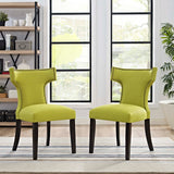 Curve Dining Side Chair Fabric Set of 2 Wheatgrass EEI-2741-WHE-SET