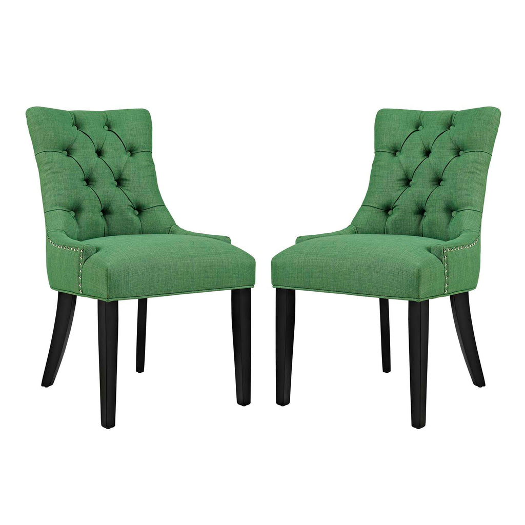 Regent Dining Side Chair Fabric Set of 2 Green EEI-2743-GRN-SET
