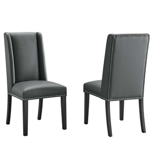 Modway Furniture Baron Dining Chair Vinyl Set of 2 0423 Gray EEI-2747-GRY-SET