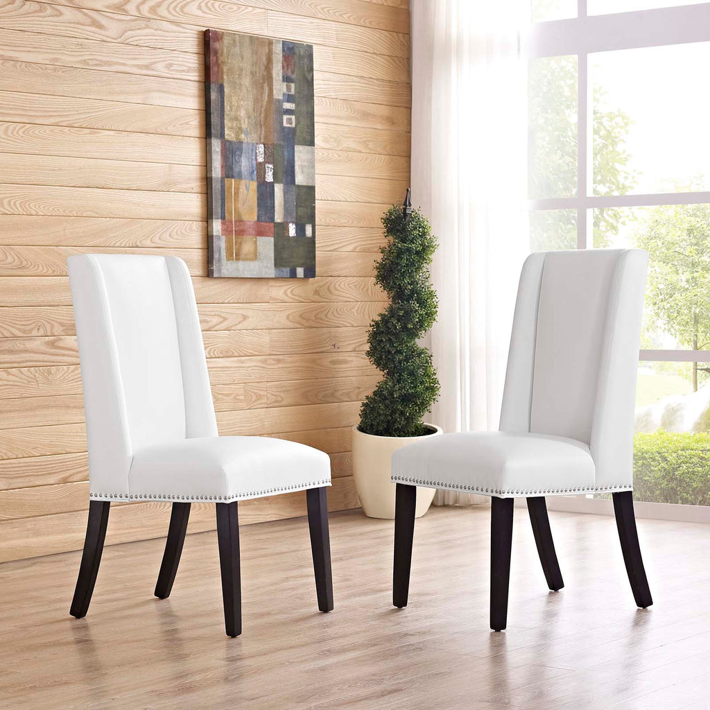 Baron Dining Chair Vinyl Set of 2 White EEI-2747-WHI-SET