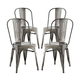 Promenade Dining Side Chair Set of 4 Gunmetal EEI-2750-GME-SET
