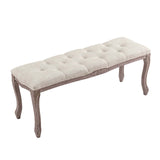 Regal Vintage French Upholstered Fabric Bench Beige EEI-2794-BEI