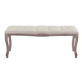 Regal Vintage French Upholstered Fabric Bench Beige EEI-2794-BEI