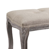 Regal Vintage French Upholstered Fabric Bench Beige EEI-2794-BEI