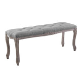 Regal Vintage French Upholstered Fabric Bench Light Gray EEI-2794-LGR