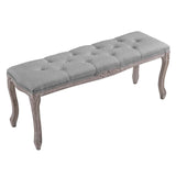 Regal Vintage French Upholstered Fabric Bench Light Gray EEI-2794-LGR