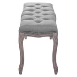 Regal Vintage French Upholstered Fabric Bench Light Gray EEI-2794-LGR