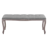 Regal Vintage French Upholstered Fabric Bench Light Gray EEI-2794-LGR