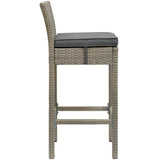 Modway Furniture Conduit Outdoor Patio Wicker Rattan Bar Stool EEI-2800-LGR-CHA