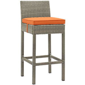 Conduit Outdoor Patio Wicker Rattan Bar Stool EEI-2800-LGR-ORA