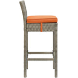 Conduit Outdoor Patio Wicker Rattan Bar Stool EEI-2800-LGR-ORA