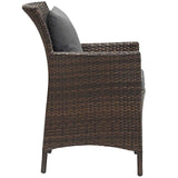 Conduit Outdoor Patio Wicker Rattan Dining Armchair Brown Charcoal EEI-2801-BRN-CHA