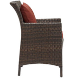 Conduit Outdoor Patio Wicker Rattan Dining Armchair Brown Currant EEI-2801-BRN-CUR