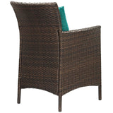 Conduit Outdoor Patio Wicker Rattan Dining Armchair Brown Green EEI-2801-BRN-GRN