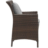 Conduit Outdoor Patio Wicker Rattan Dining Armchair Brown Gray EEI-2801-BRN-GRY