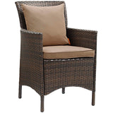 Conduit Outdoor Patio Wicker Rattan Dining Armchair Brown Mocha EEI-2801-BRN-MOC