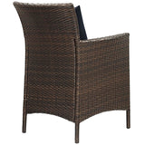 Conduit Outdoor Patio Wicker Rattan Dining Armchair Brown Navy EEI-2801-BRN-NAV