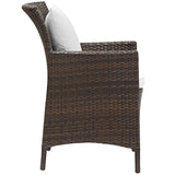 Conduit Outdoor Patio Wicker Rattan Dining Armchair Brown White EEI-2801-BRN-WHI