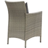 Conduit Outdoor Patio Wicker Rattan Dining Armchair Light Gray Charcoal EEI-2802-LGR-CHA