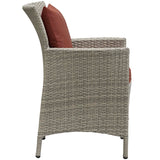 Conduit Outdoor Patio Wicker Rattan Dining Armchair Light Gray Currant EEI-2802-LGR-CUR