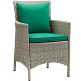 Conduit Outdoor Patio Wicker Rattan Dining Armchair Light Gray Green EEI-2802-LGR-GRN