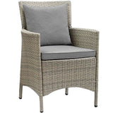 Conduit Outdoor Patio Wicker Rattan Dining Armchair Light Gray Gray EEI-2802-LGR-GRY