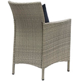 Conduit Outdoor Patio Wicker Rattan Dining Armchair Light Gray Navy EEI-2802-LGR-NAV