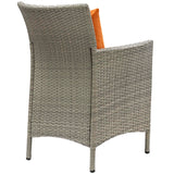 Conduit Outdoor Patio Wicker Rattan Dining Armchair Light Gray Orange EEI-2802-LGR-ORA