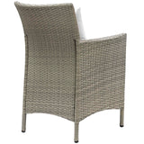 Conduit Outdoor Patio Wicker Rattan Dining Armchair Light Gray White EEI-2802-LGR-WHI