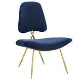Ponder Performance Velvet Lounge Chair Navy EEI-2809-NAV