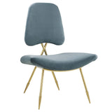 Ponder Performance Velvet Lounge Chair Sea Blue EEI-2809-SEA