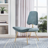 Ponder Performance Velvet Lounge Chair Sea Blue EEI-2809-SEA