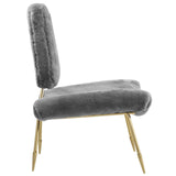 Ponder Upholstered Sheepskin Fur Lounge Chair Gray EEI-2810-GRY