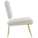 Ponder Upholstered Sheepskin Fur Lounge Chair White EEI-2810-WHI
